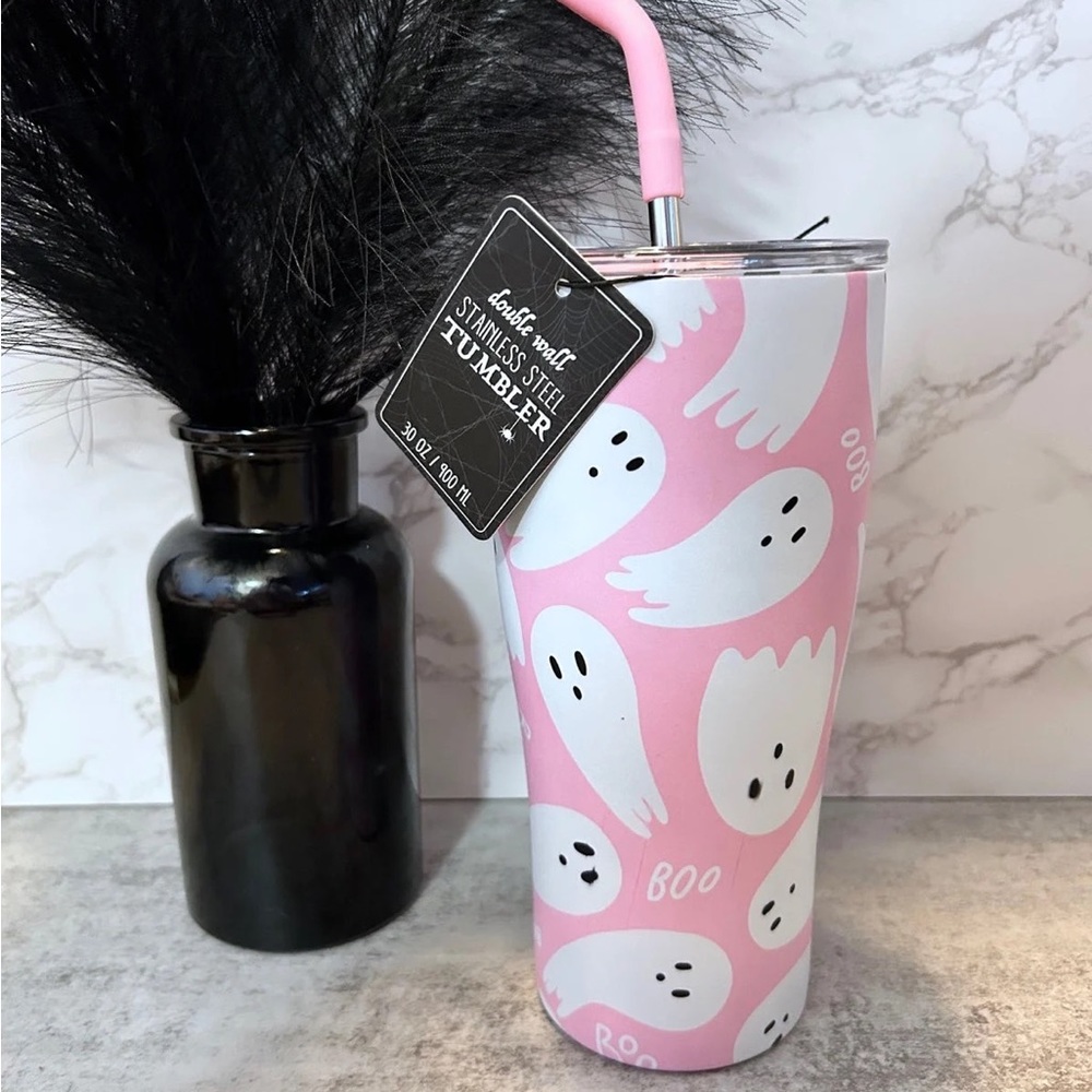 Halloween Pink & White Ghost Stainless Steel Tumbler 30oz